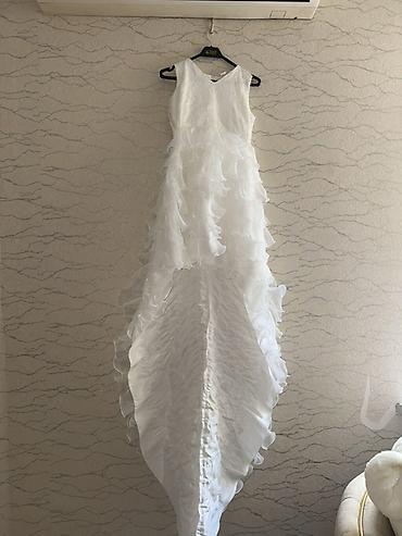 Ağ rəngli zərif qız uşağı paltarı 11-12 yaş yeni - Model: önü qısa
