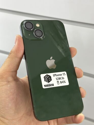iphone бу телефон: IPhone 13, Б/у, 128 ГБ, Зеленый, Защитное стекло, Чехол, 84 %