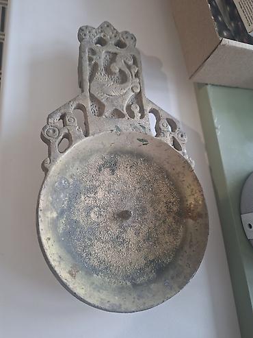 Настенное металлическое блюдце-подсвечник/лампада с декоративной