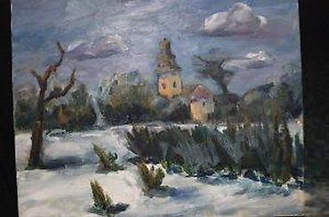 za kucu: SLIKA PEJZAŽ ZIMA, IMPRESIONIZAM, ULJE NA PLATNU, 40 X 50 | Slika sa — 8
