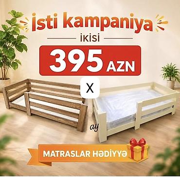 Детская мебель: Uşaq çarpayıları dəsti - Dəst: 2 ədəd taxta uşaq çarpayısı (açıq — 1