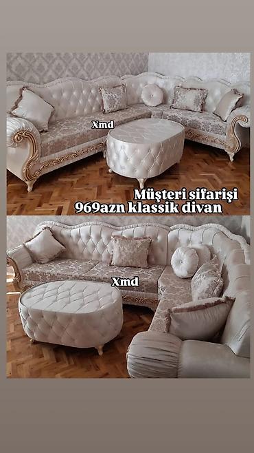 divan olcusu: Klassik dizaynda künc divan dəsti - Model: Klassik künc divan + — 1