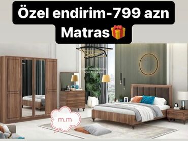 Yataq otağı dəstləri: İkinəfərlik çarpayı, Dolab, Termo, 2 tumba, Azərbaycan, Yeni — 23