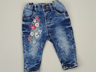 jeansy modne: Spodnie jeansowe, 6-9 m, stan - Bardzo dobry