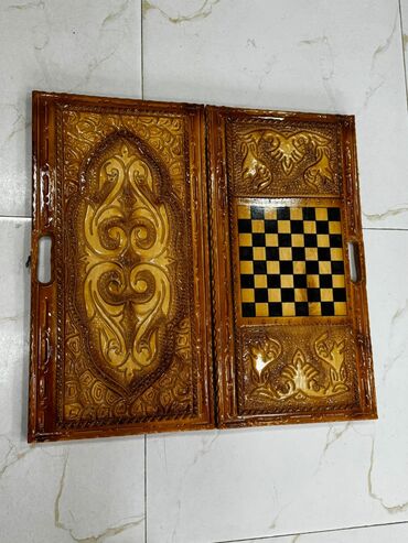 Masaüstü oyunlar: Əl işı taxta tavla dəsti - Material: bərk ağacdan oyma üsulu ilə — 7