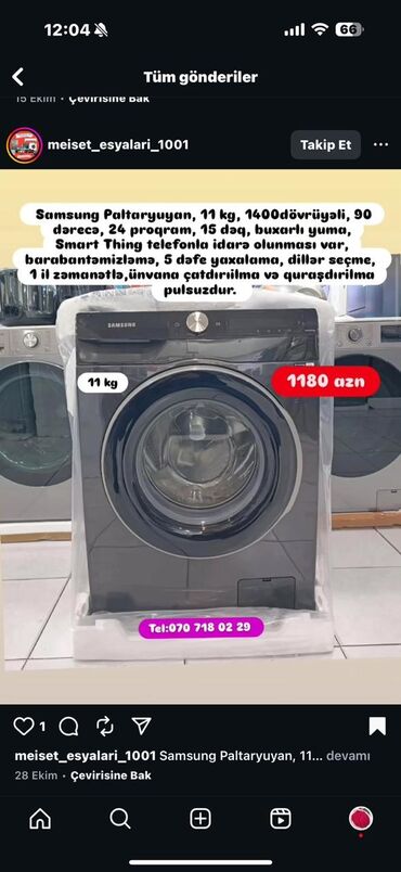 Paltaryuyan maşınlar: Paltaryuyan maşın 8 kq, Yeni, Pulsuz çatdırılma — 7