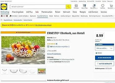 Ostali kućni dekor: ERNESTO korpa za voće, metalna - Materijal: metal (gvožđe), bez BPA - — 1