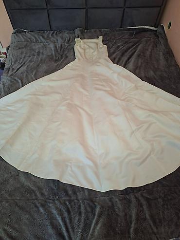 spandex elastin: Elegantna duga haljina u boji slonovače (ivory), klasičnog A-kroja sa — 5