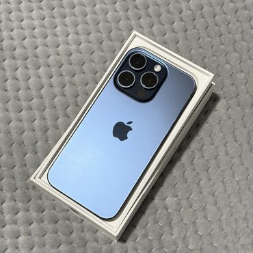 айфон sе: IPhone 15 Pro, Колдонулган, 128 ГБ, Blue Titanium, Заряддоочу түзүлүш, Кабель, Каптама, 92 %