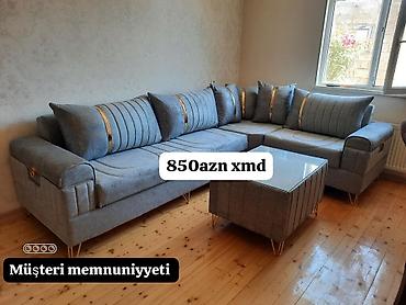 puff baku: Künc divan dəsti - Rəng: açıq boz - Forması: L-şəkilli künc - — 1