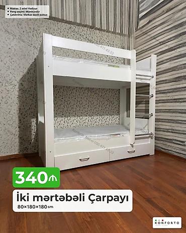 tekli carpayi: İki mərtəbəli çarpayı – 80×180×180 sm - Rəng seçimi: mümkündür - — 1