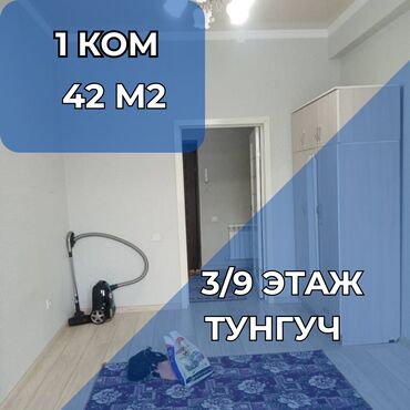 тоголок молдо фрунзе: 1 бөлмө, 42 кв. м, Жеке план, 3 кабат, Косметикалык ремонт