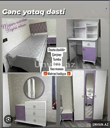 Мебель: Gənc yataq dəstləri 1) Gənc yataq dəsti – 499 AZN - Komplekt: dolab + — 7