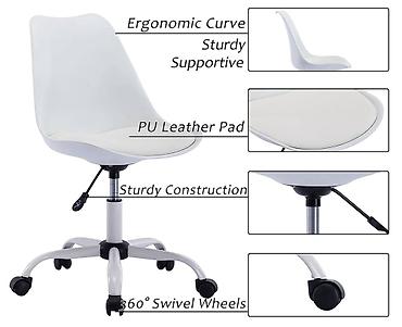 Kancelarijske stolice: Radna stolica na točkićima – bela - Moderan minimalistički dizajn — 1