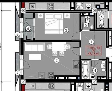 beta stores: 1 комната, 49 м², Советская/Скрябина Элитка, 5 этаж, ПСО (под самоотделку) — 1