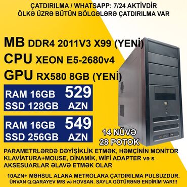 komputer satisi islenmis: ⭐Xeon E5-2680V4/16GB Ram/128GB SSD/RX580 – 529 AZN ⭐Xeon