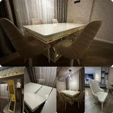 metbex kunc divanlari: Для гостиной, Б/у, Раскладной, Квадратный стол, 6 стульев