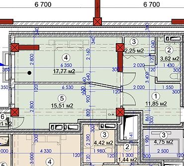 комната керек жердеш ру: 1 бөлмө, 52 м², Элитка, 7 кабат, ПСО (өз алдынча бүтүрүү) — 4