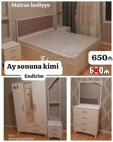 iki nəfərlik çarpayılar: *Yataq Dəsti 650Azn💥* 🎁Matras hədiyyə ✔️Rəng seçimi var ✔️Şəhər