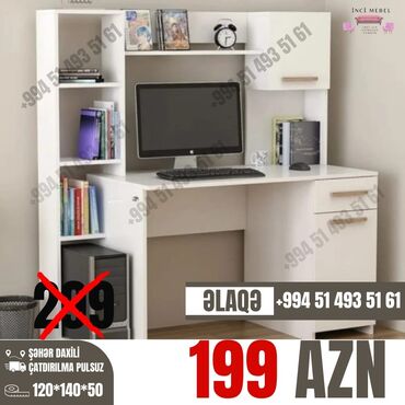 Uşaq masaları: Oğlan və qız üçün, Yeni, Siyirməli, Yazı masası, Stulsuz — 16