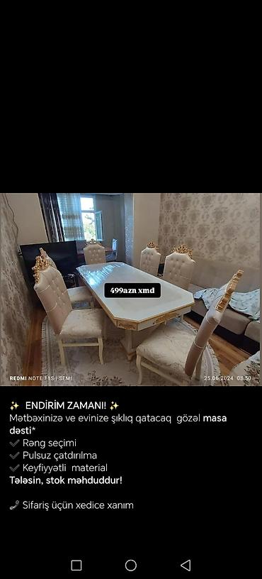 Masa və oturacaq dəstləri: Mətbəx və qonaq otağı üçün şık masa dəstləri - Klassik və modern -da lalafo.az — 7 Masa və oturacaq dəstləri: Mətbəx və qonaq otağı üçün şık masa dəstləri - Klassik və modern — 7