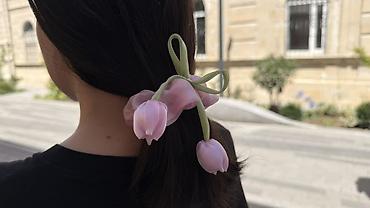 sac rezini: Tulpan formalı saç aksesuarı – elastik rezin scrunchie - Dizayn — 3