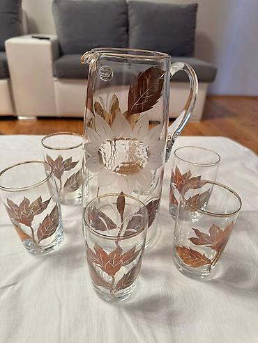 kompot: Bohemia Glass sürahi və stəkan dəsti - Mənşə: Bohemia Glass, Çexiya — 1