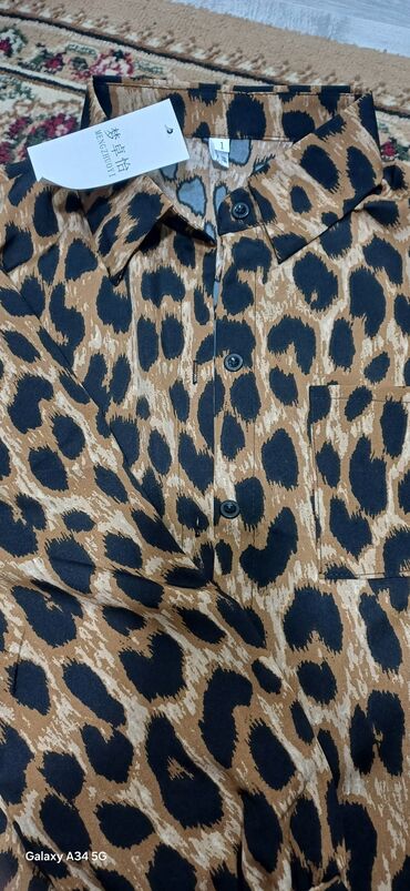 рубашка denim: Блузка, Леопардовый принт