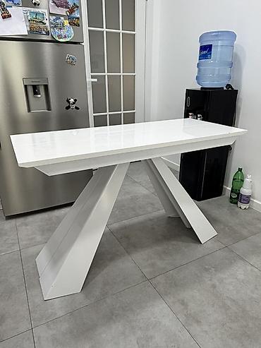 раздвежной стол: Стол трансформер Для кухни, Раскладной стол, Длина, см: 120–140 см, цвет - Белый — 1