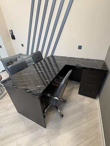 Ofis mebeli: Masa dəsti – ofis üçün L-formalı iş masası və 3 ədəd rahat kreslo - — 2