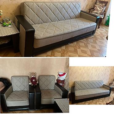 klasik divanlar: İşlənmiş, Klassik divan, 2 kreslo, Bazalı, Açılan — 1