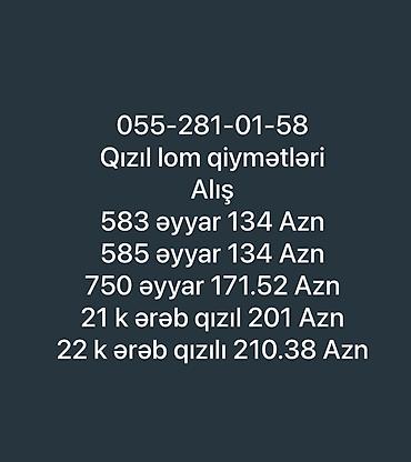brama gold: Qızıl lom alışı xidməti Qəbul edilən əyərlər və alış qiymətləri — 1