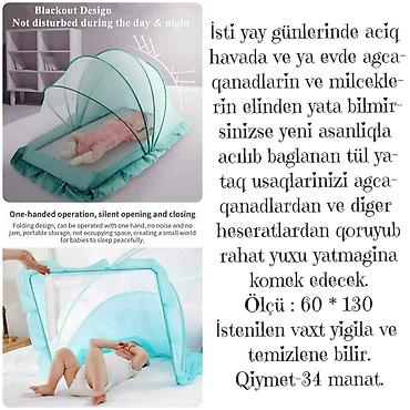 usaq cadiri: Uşağı agcaqanaddan qoruyan tül yataq.Qiymet-34 manat — 1