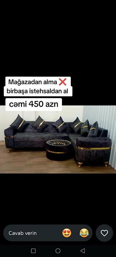 qara aboylar: Künc divan dəsti – birbaşa istehsaldan - Tünd rəngli, qızılı detallar — 1