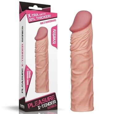 мужские подтяжки: LoveToy Pleasure X-Tender - реалистичная насадка-удлинитель на пенис с