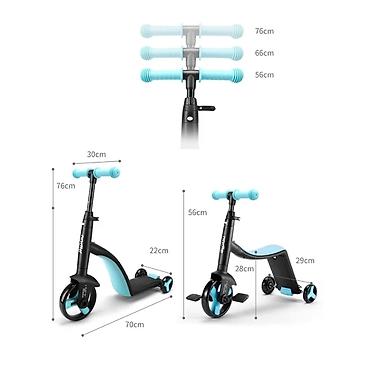 scooter uşaq ucun: 3 fərqli formada işlədilən uşaq scooteri. Təkərlərin sayı: 3 — 3