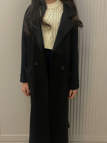 чёрное пальто: Пальто, Осень-весна, Длинная модель, S (EU 36)