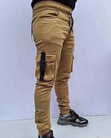 Ostala muška odeća: Muške cargo pantalone – bež/karamel boja - Kroj: slim/skinny nogavice — 7