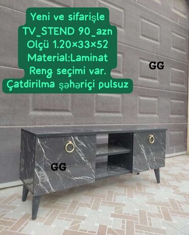 televizor masası: Yeni ve sifarişle TV_STEND 90_azn Olçü 1.20×33×52 Material:Laminat