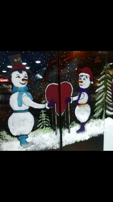 Bayram bəzəkləri: Yeni il vitraj rəsmləri – pəncərə və vitrin bəzəyi - Xidmət: Şüşə — 5