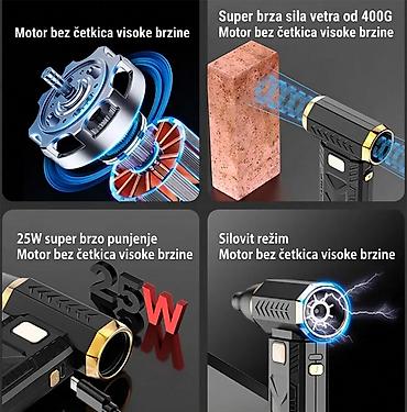 Ostali akumulatorski alati: Nova turbo duvaljka 2 u 1 može da duva i usisava. Ima pet brzina — 6