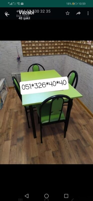 Masa və oturacaq dəstləri: Qonaq otağı üçün, Yeni, Açılan, Dördbucaq masa, 4 stul — 5