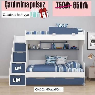 sekis usaq: Uşaq üçün iki mərtəbəli çarpayı dəsti - Ölçü: 2m 40sm x 90sm - Rəng — 1