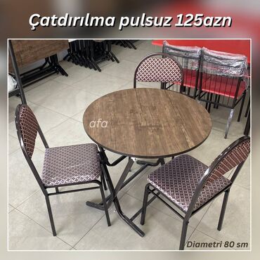 Masalar: Restoran, kafe, bağ, mətbəx və s üçün masa desti Masa + 3 Stul 125 azn