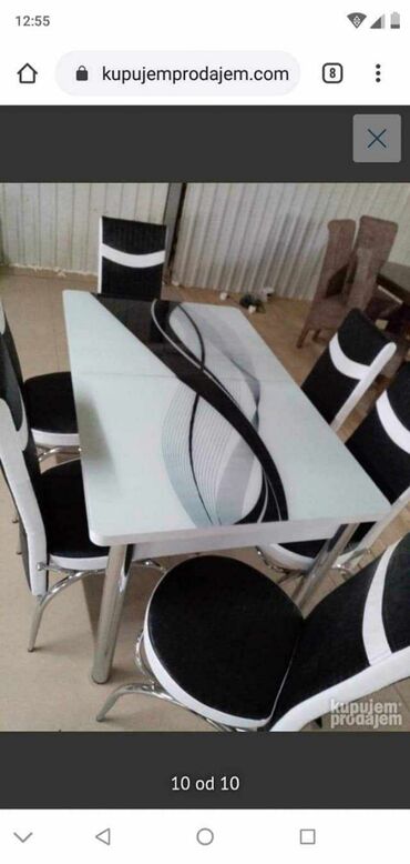 Setovi stolova i stolica: Sto - 80cm Metal noge Ploca univer Staklo 4mm stolica - metal - eko — 4