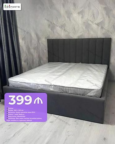 Mebel: Məhsul: Yumşaq başlıqlı çarpayı - Ölçü: 160 × 200 sm - Mexanizm — 1