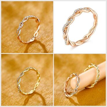 серебряные обручальные кольца: Колечко витое классическое с кристаллами - девичье (women rings)