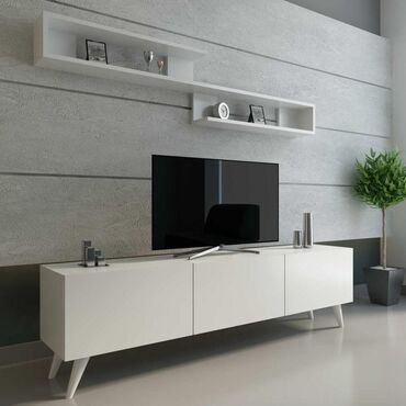 TV altlığı: Yeni, Düz TV altlığı, Polkalı, Laminat