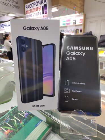 Samsung: Samsung Galaxy A05, Новый, 128 ГБ, цвет - Черный, В рассрочку, 2 SIM