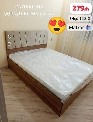çarpay: Yeni, İkinəfərlik çarpayı, Matras ilə, Siyirməsiz — 1